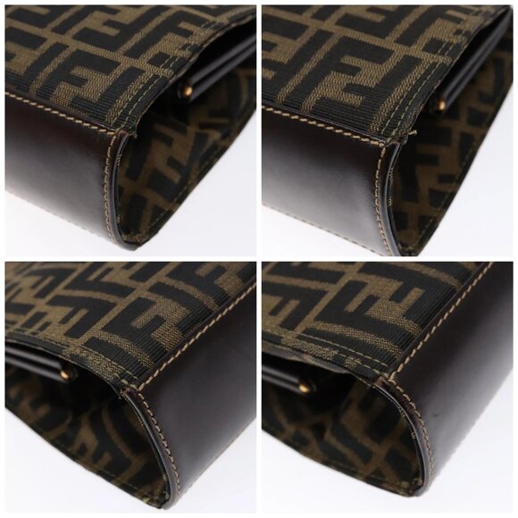FENDI Zucca Canvas Hand Bag Black Brown Auth 138624 - Picture 14 of 16